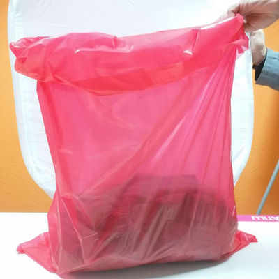 Tas Binatu Larut Air Plastik Sekali Pakai Merah Untuk Medis / Rumah Sakit